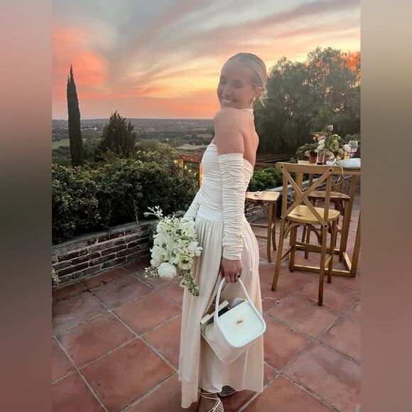Rosetta Getty Ruched Ivory Strapless Dress - Picture 1 of 8